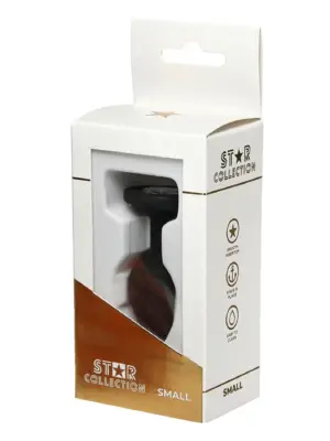Star Collection - Black Silicone Anal Plug S - Clear Stone