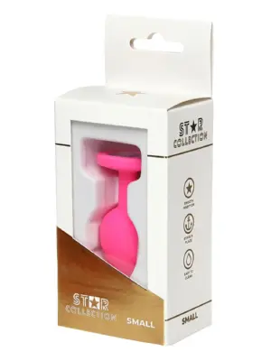 Star Collection - Pink Silicone Anal Plug S - Clear Stone