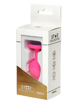 Star Collection - Pink Silicone Anal Plug S - Light Blue Stone