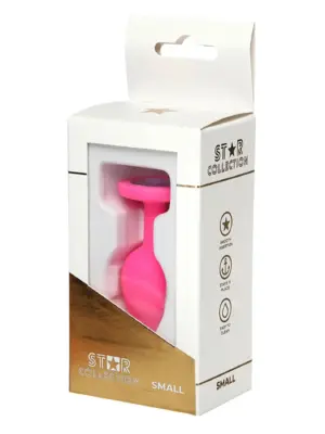 Star Collection - Pink Silicone Anal Plug S - Purple Stone