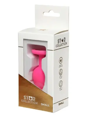 Star Collection - Pink Silicone Anal Plug S - Light Pink Stone