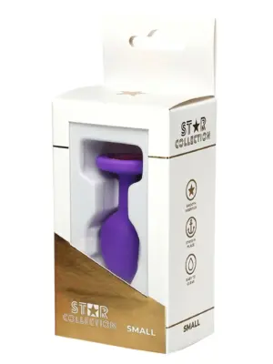 Star Collection - Purple Silicone Anal Plug S - Pink Stone