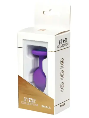 Star Collection - Purple Silicone Anal Plug S - Light Blue Stone