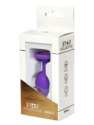 Star Collection - Purple Silicone Anal Plug S - Light Pink Stone