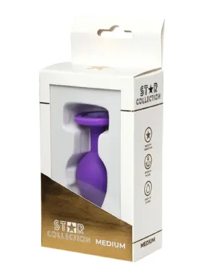 Star Collection - Purple Silicone Anal Plug M - Purple Stone