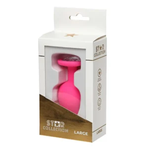 Star Collection - Pink Silicone Anal Plug L - Clear Stone