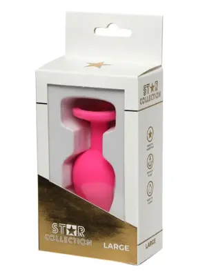 Star Collection - Pink Silicone Anal Plug L - Pink Stone
