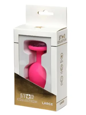 Star Collection - Pink Silicone Anal Plug L - Light Pink Stone