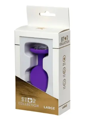 Star Collection - Purple Silicone Anal Plug L - Clear Stone