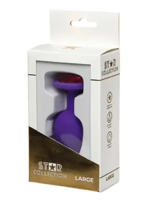 Star Collection - Purple Silicone Anal Plug L - Pink Stone