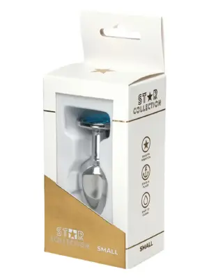 Star Collection - Silver Metal Anal Plug S - Light Blue Stone