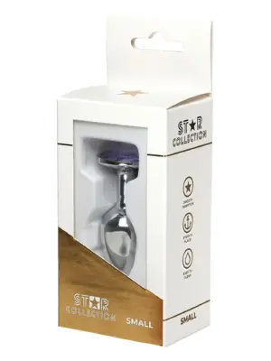 Star Collection - Silver Metal Anal Plug S - Purple Stone