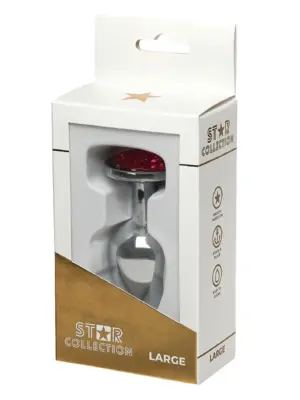 Star Collection - Silver Metal Anal Plug L - Pink Stone