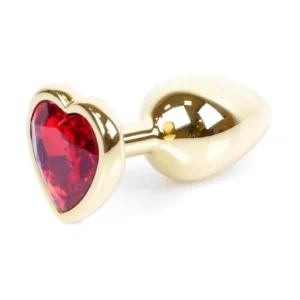 Plug-Jewellery Gold  Heart PLUG- Red