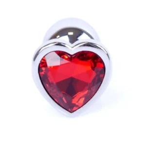 Plug-Jewellery Silver Heart PLUG- Red