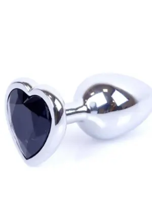 MyLove Toys - Jewellery Silver  Heart PLUG- Black