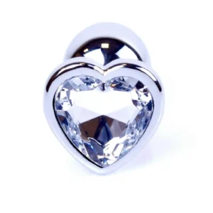 Plug-Jewellery Silver Heart PLUG- Clear