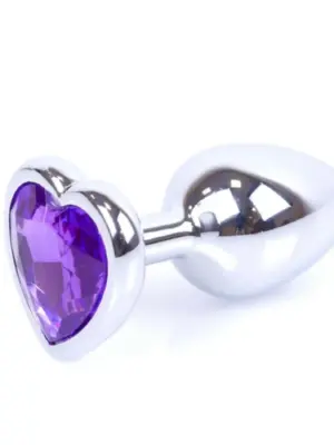 Plug-Jewellery Silver  Heart PLUG- Purple