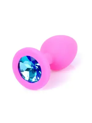 Plug-Jewellery Pink Silicon PLUG Small- Light Blue Diamond