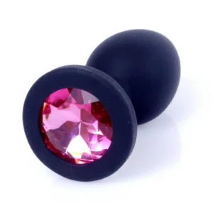 Plug-Jewellery Black Silicon PLUG Small- Pink Diamond
