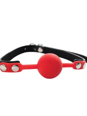Red silicone ball gag with adjustable straps