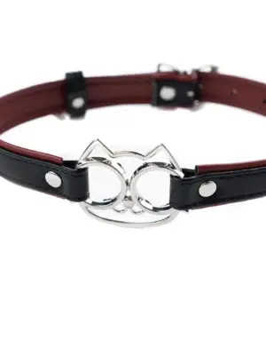 Adjustable collar with cat face.