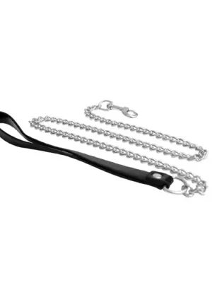 Metal and leather chain leash