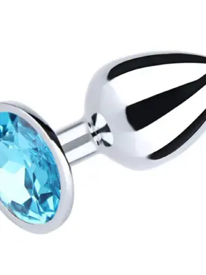 Silver Small Butt Plug with Blue Diamond