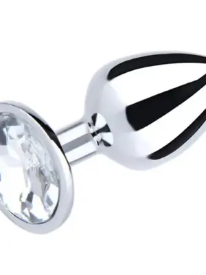 Silver Large Butt Plug with White Diamond