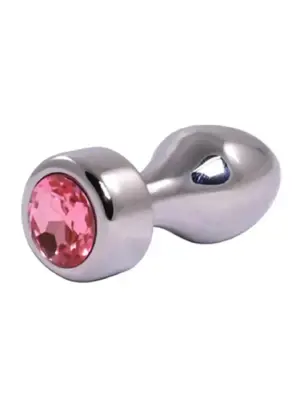 Silver Butt Plug with Pink Diamond