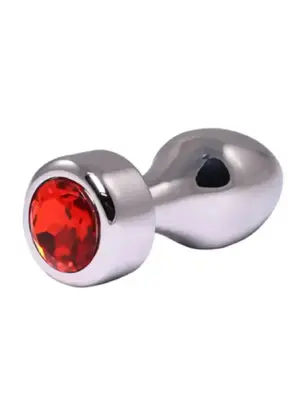 Silver Butt Plug with Red Diamond