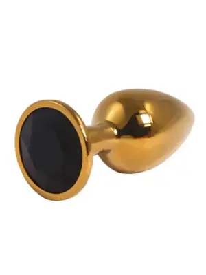 Gold Small Butt Plug with Black Diamond