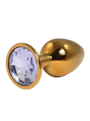 Gold Small Butt Plug with White Diamond