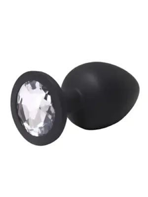 Black small butt plug with white crystal