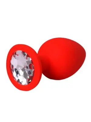 Red small butt plug with white crystal