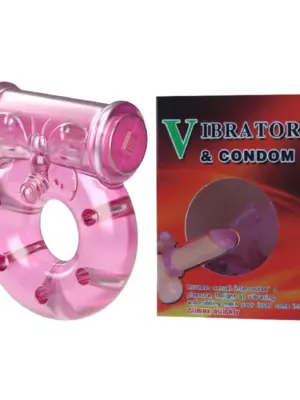 Vibrating Cock Ring & Condom Set – Pink