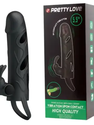 PRETTY LOVE - PENIS SLEEVE WITH BALL STRAP vibration BLACK