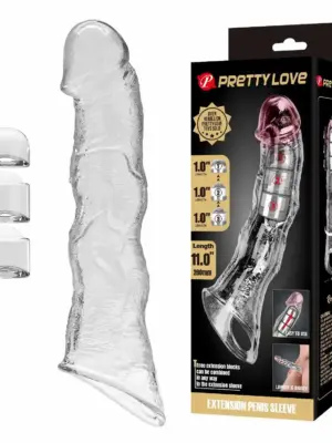 Pretty Love Extension Penis Sleeve with Modular Length Blocks Clear – 28 cm