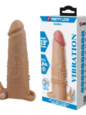 Pretty Love Quillon – 20 cm Vibrating Penis Sleeve Natural