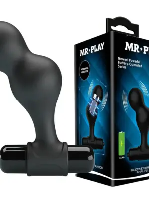 Mr. Play Silicone Anal Plug, 10 functions of vibration Black