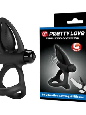 PRETTY LOVE - VIBRATION COCK RING Black, 10 vibration functions