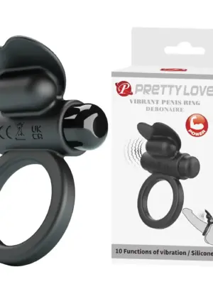PRETTY LOVE - VIBRANT PENIS RING DEBONAIRE Black, 10 vibration functions