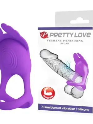 PRETTY LOVE - VIBRANT PENIS RING SILAS Black, 7 vibration functions
