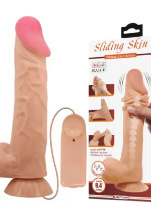 BAILE - Sliding Skin 9,4'' Flesh Vibration Bendable Suction base TPR ABS