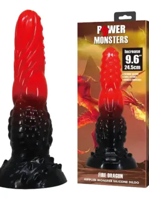 Power Monsters Fire Dragon – 24.5 cm Rippled Monster Silicone Dildo