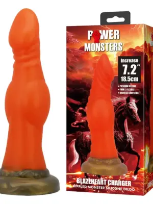 Power Monsters Blazeheart Charger – 18.5 cm Rippled Monster Silicone Dildo