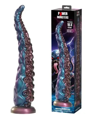 Dildo z Miękkiego Silikonu o Dynamicznej Linii i Teksturze Macki – 47 cm