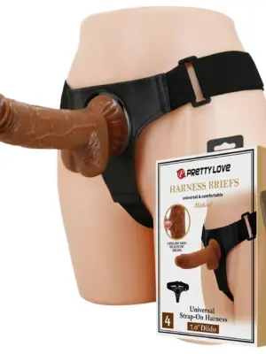 PRETTY LOVE - HARNESS BRIEFS- Micheal, Universal Strap-On, 7.0'' Dildo