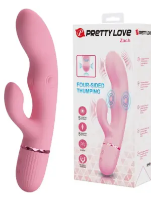 Pretty Love Zach Four-Sided Thumping Rabbit Vibrator – Pink