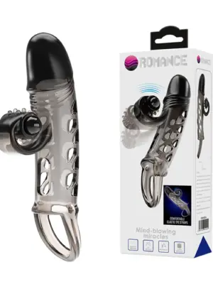 ROMANCE - Penis sleeve,  TPE material,vibration, battery LR41*3, Black